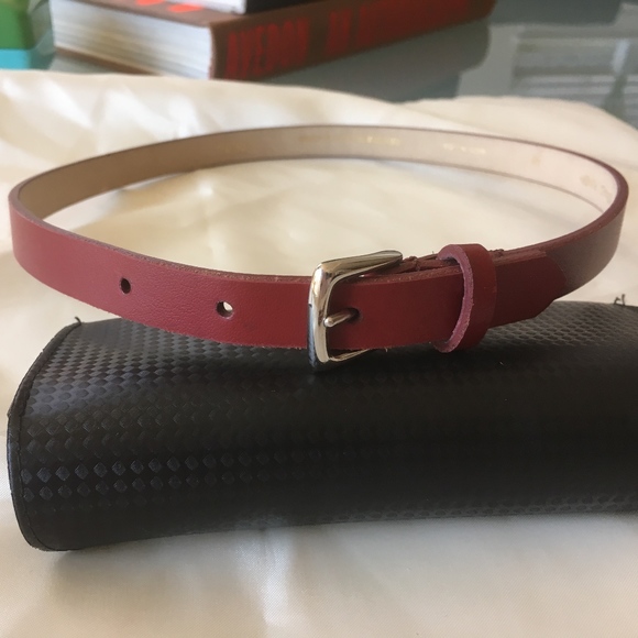 Donald J. Pliner Red Leather multi-buckle belt